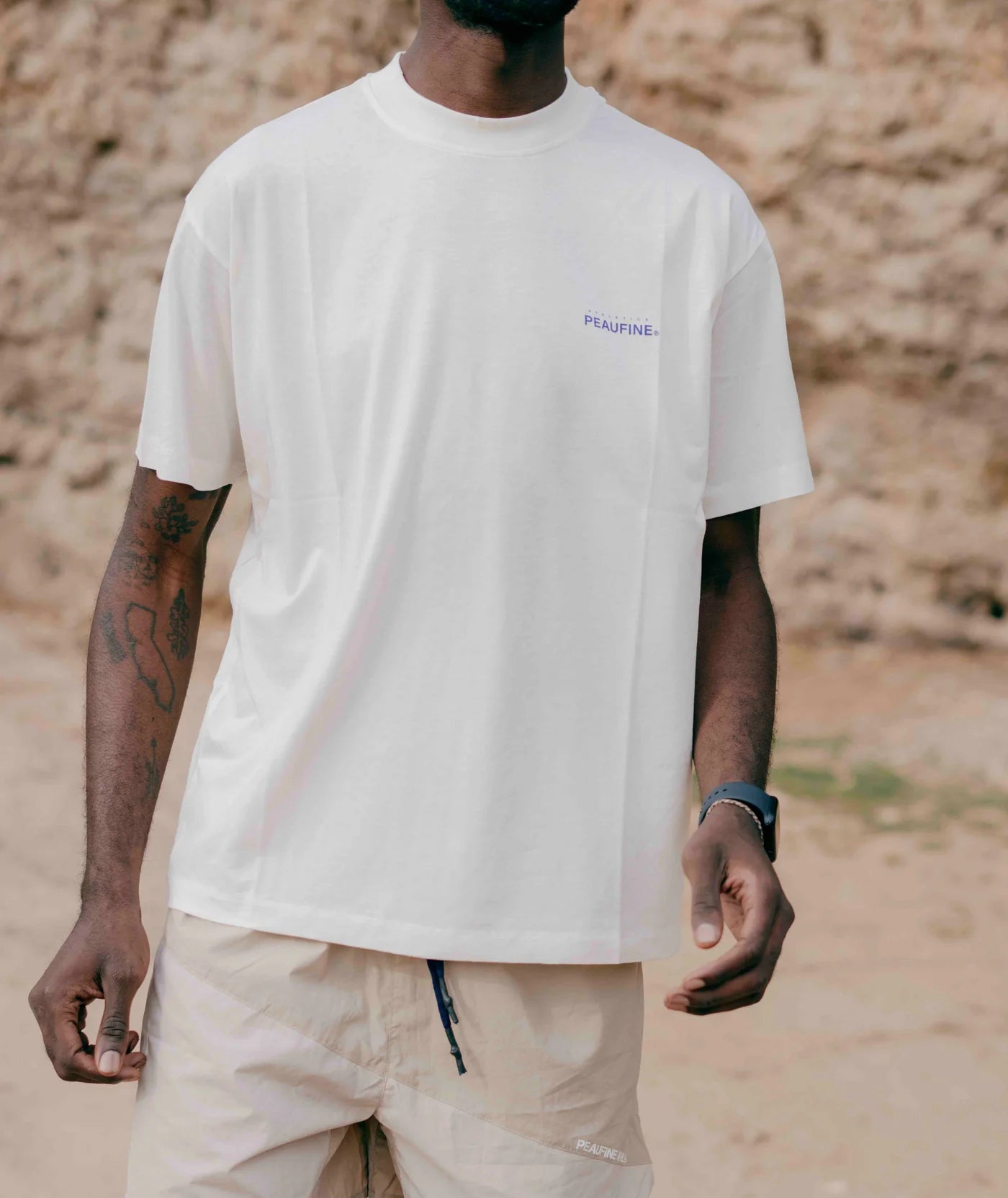 Peaufine Athletics - Wood T-shirt - white - Teeshirt Running Hommes