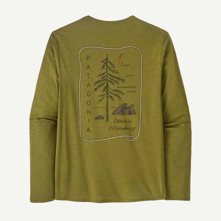 Patagonia - Men's Long-Sleeved Capilene® Cool Daily Graphic Shirt Lands - Graze Green X-Dye - teeshirt running hommes