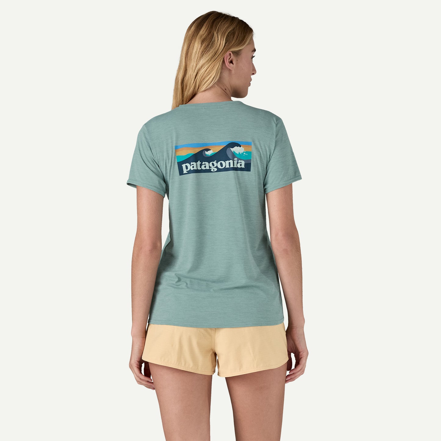 Patagonia - Women's Capilene® Cool Daily Graphic Shirt - Waters - Boardshort Logo / Thermal Blue X-Dye - teeshirt running femmes