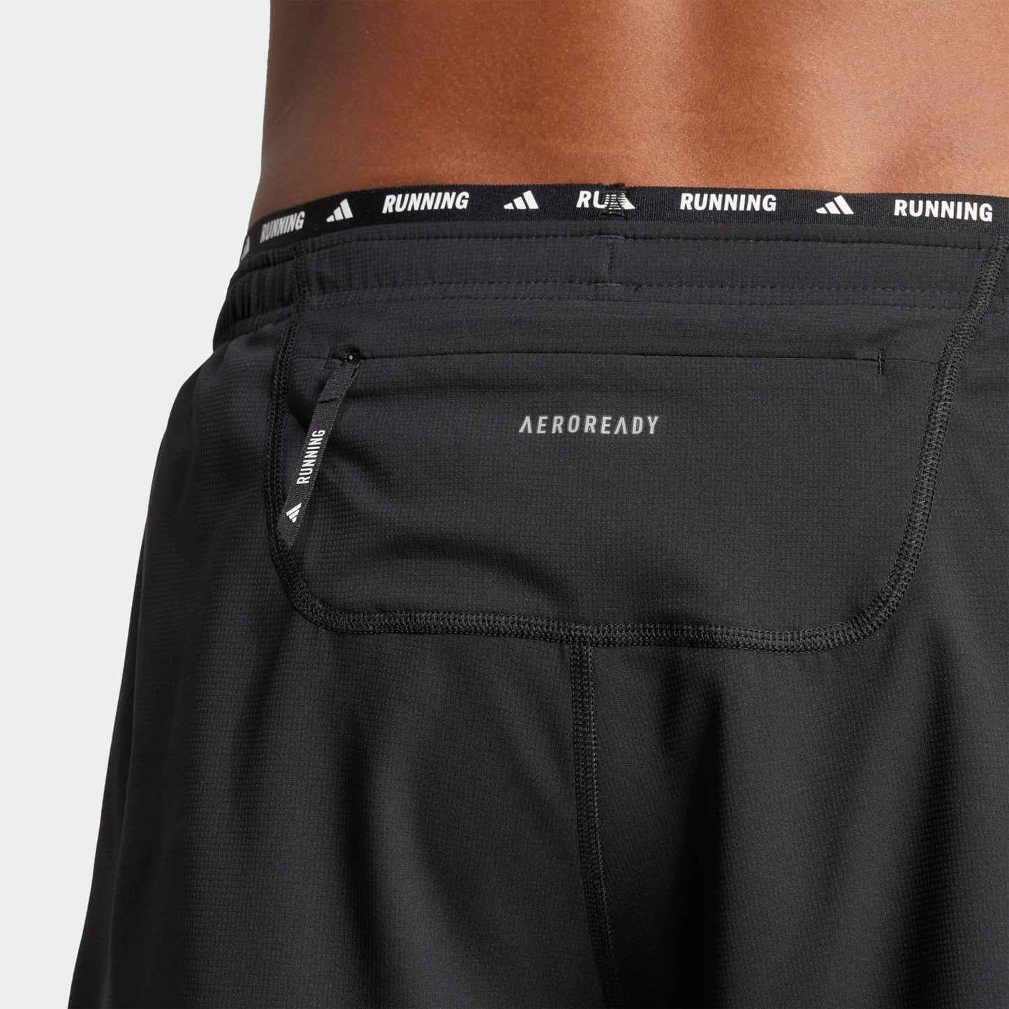 Adidas - Own The Run 3 Stripes 5” Short - black / acid mint / bright blue - Short de running hommes