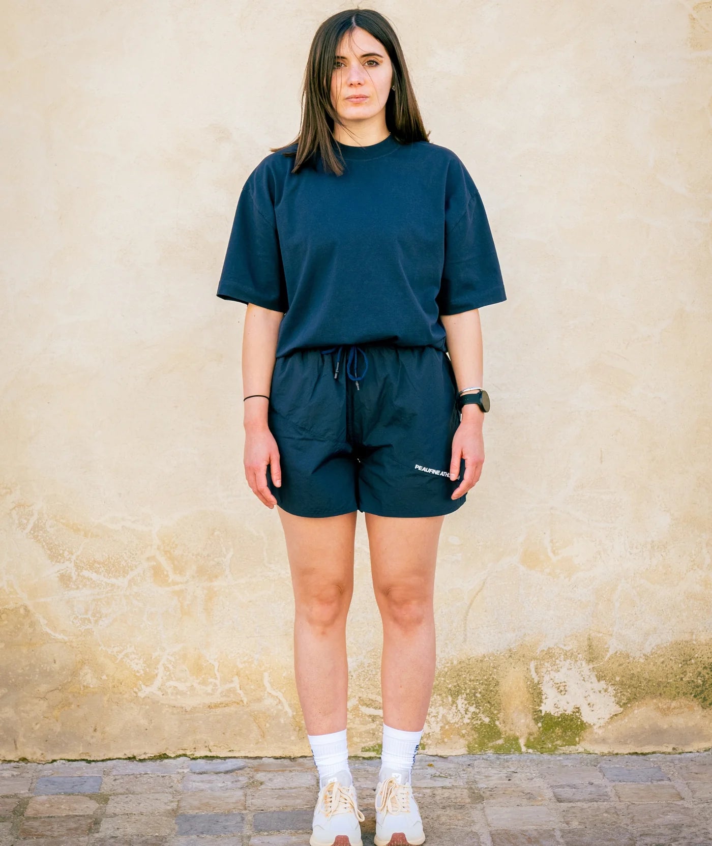 Peaufine Athletics - Oversize Organic T-shirt Mediterranean Running Club - navy - Teeshirt Hommes