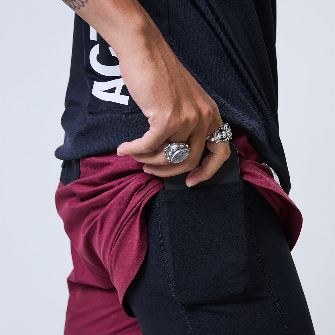 Act Running - BioRip Short 2 en 1 - bordeaux - Short running hommes