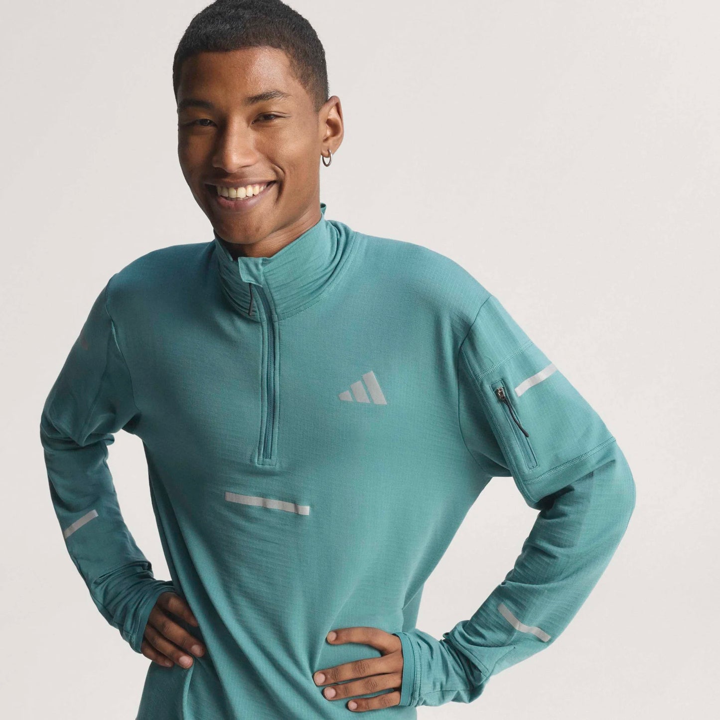 Adidas - Haut à demi-zip Climawarm+ - preloved teal - Haut de running hommes