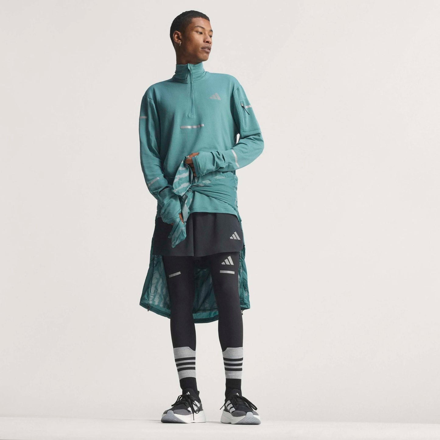 Adidas - Haut à demi-zip Climawarm+ - preloved teal - Haut de running hommes