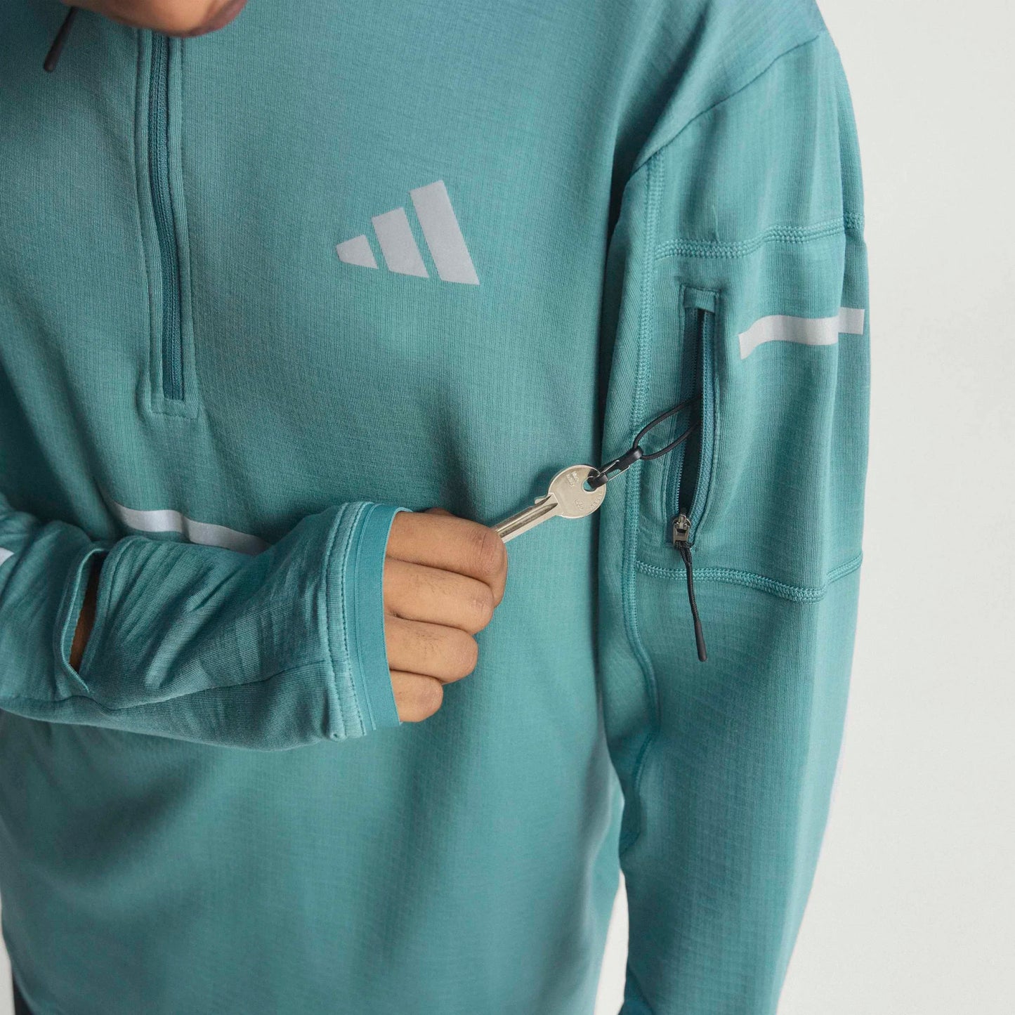 Adidas - Haut à demi-zip Climawarm+ - preloved teal - Haut de running hommes