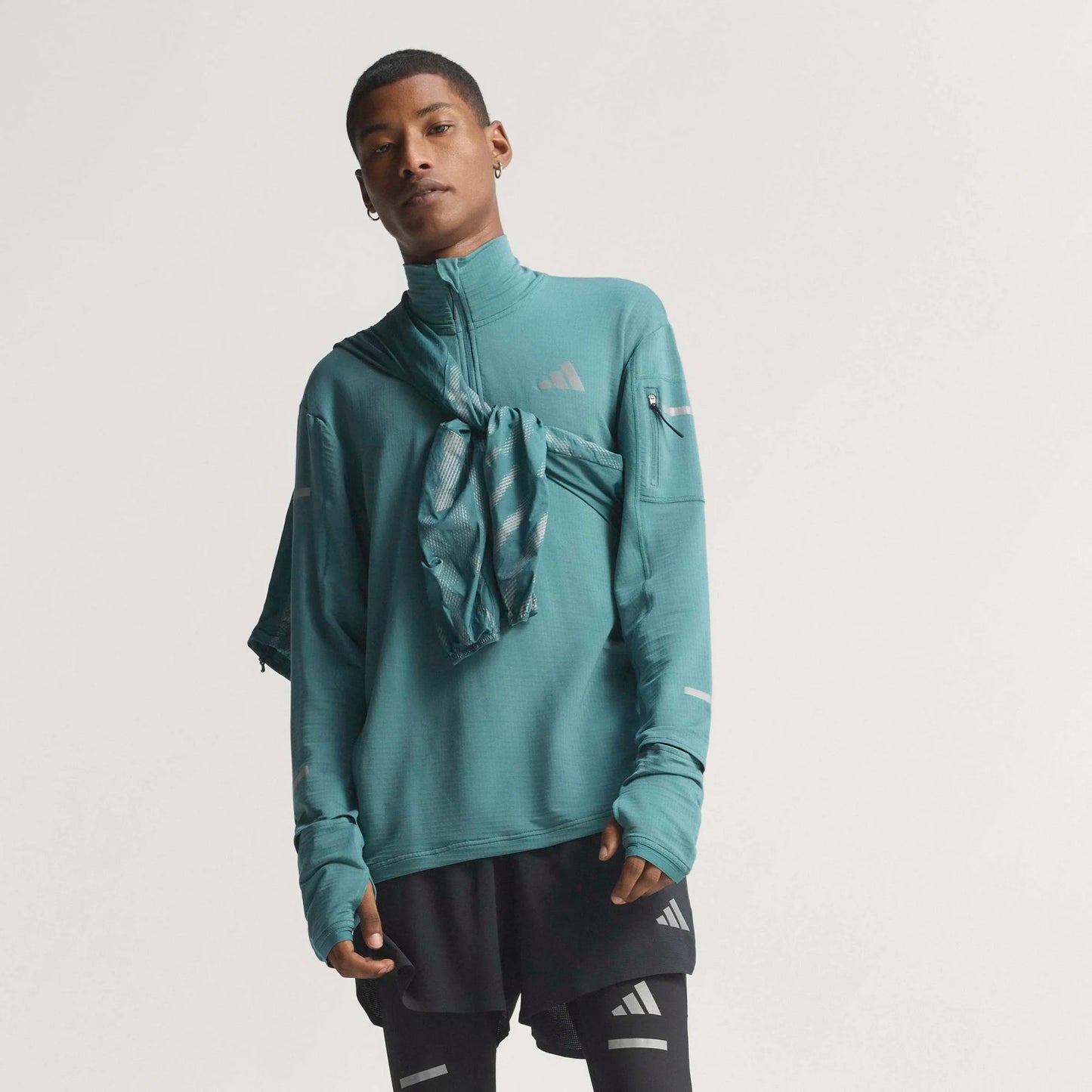 Adidas - Haut à demi-zip Climawarm+ - preloved teal - Haut de running hommes