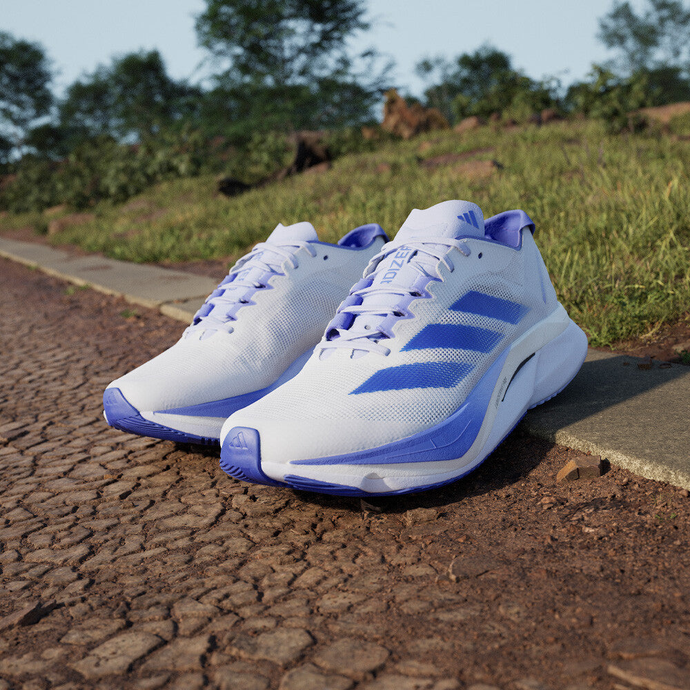 Adidas - Adizero Boston 12 - White / Lucid Blue / Cobalt Blue - Chaussures running femmes