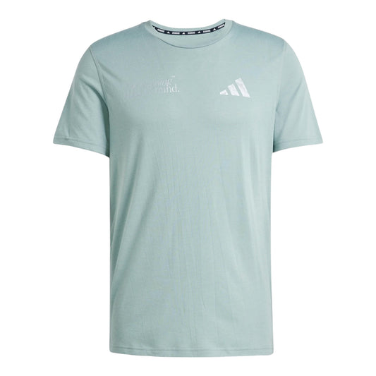 Adidas - Ultimate Metalized T-shirt - silver Green - teeshirt running hommes