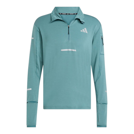 Adidas - Haut à demi-zip Climawarm+ - preloved teal - Haut de running hommes
