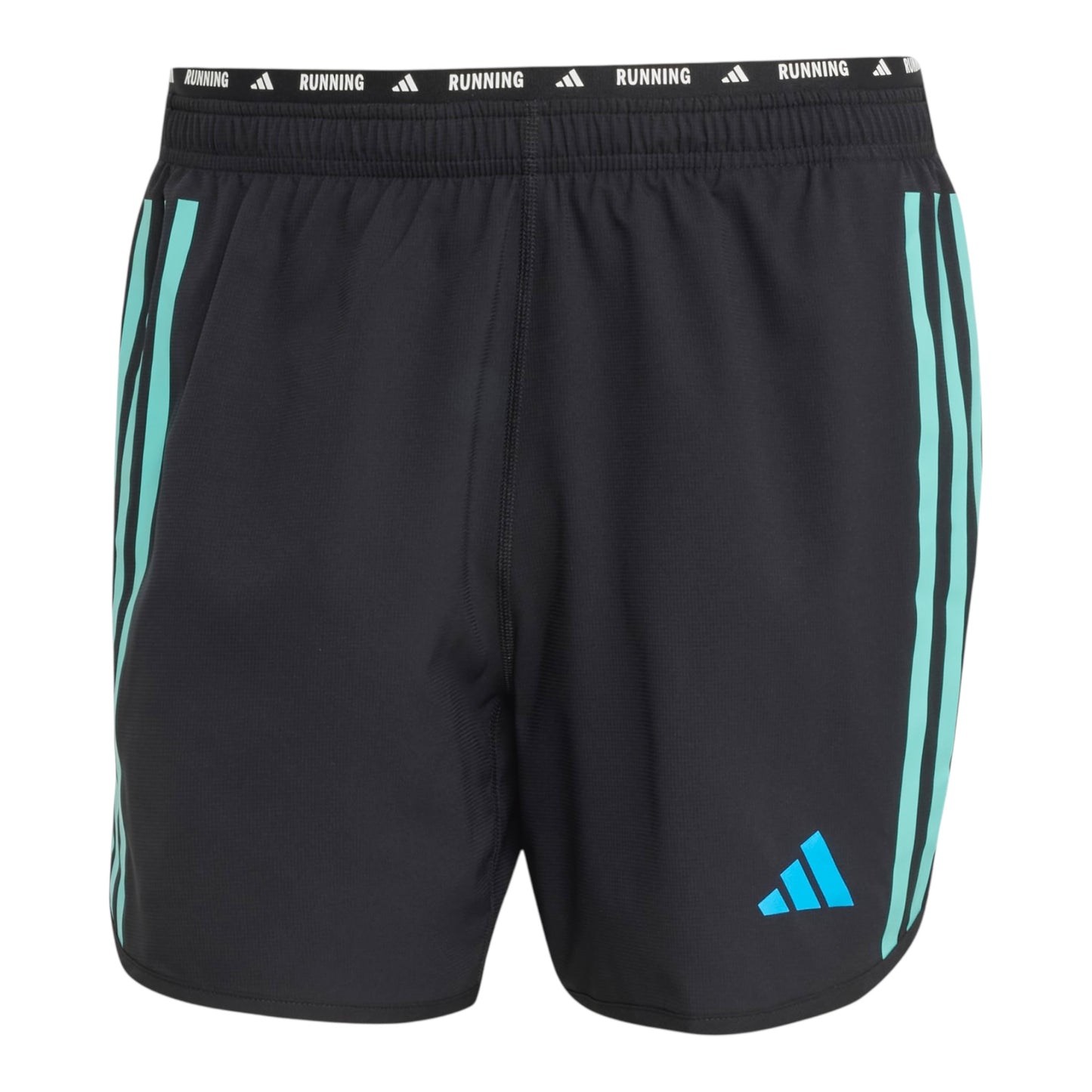 Adidas - Own The Run 3 Stripes 5” Short - black / acid mint / bright blue - Short de running hommes