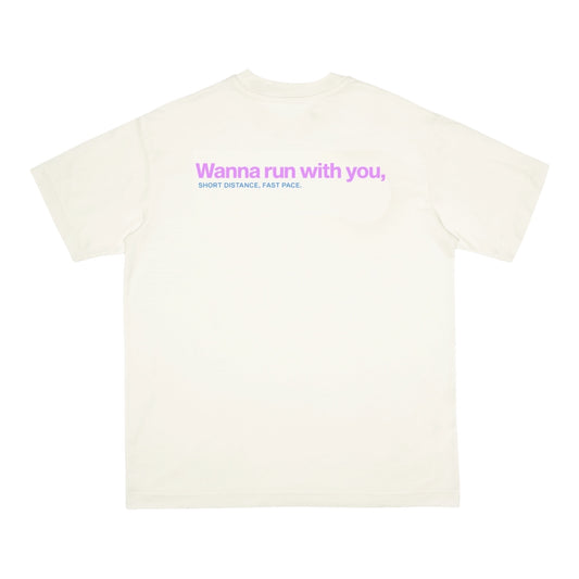 Peaufine Athletics - Wood T-shirt Wanna Run With You - off white - Teeshirt Running Hommes