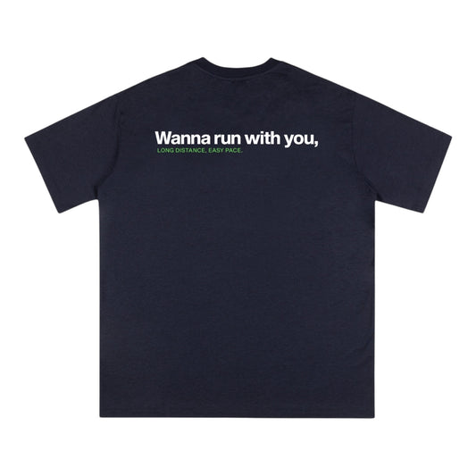 Peaufine Athletics - Wood T-shirt Wanna Run With You - navy - Teeshirt Running Hommes