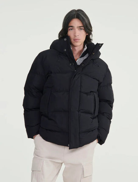 Aigle - Mid-Length, Print, Hooded Dupont Sorona® Quilted Jacket - black - Men’s jacket