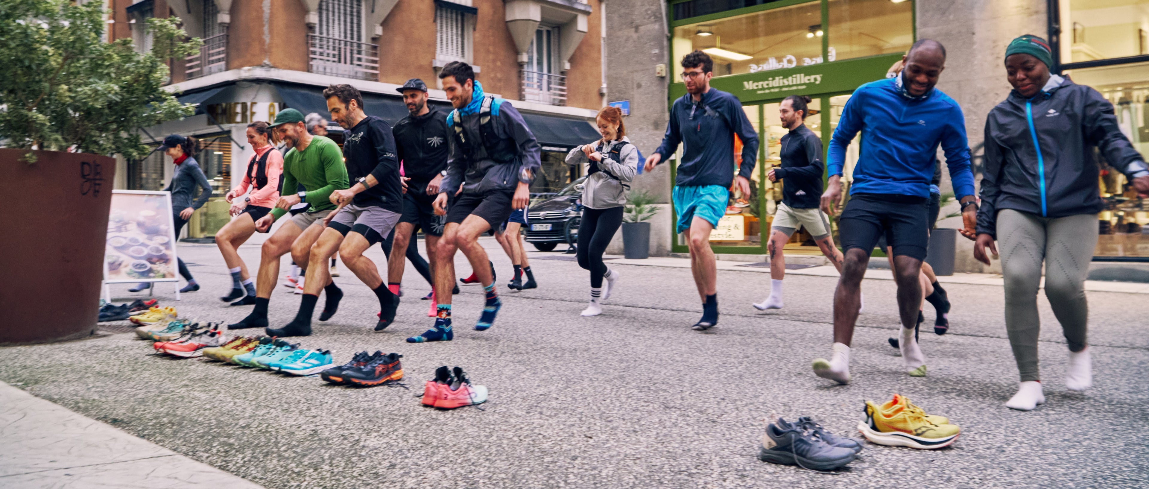 Départ de la Alley Cat Run, une course à pied inspiré des livreurs à vélo.