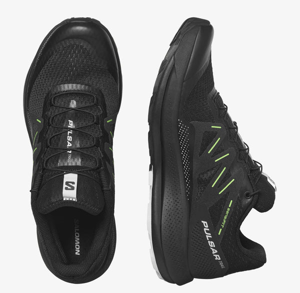 Salomon - Pulsar Trail - Black / Black / Green Gecko - Men’s trail running shoes