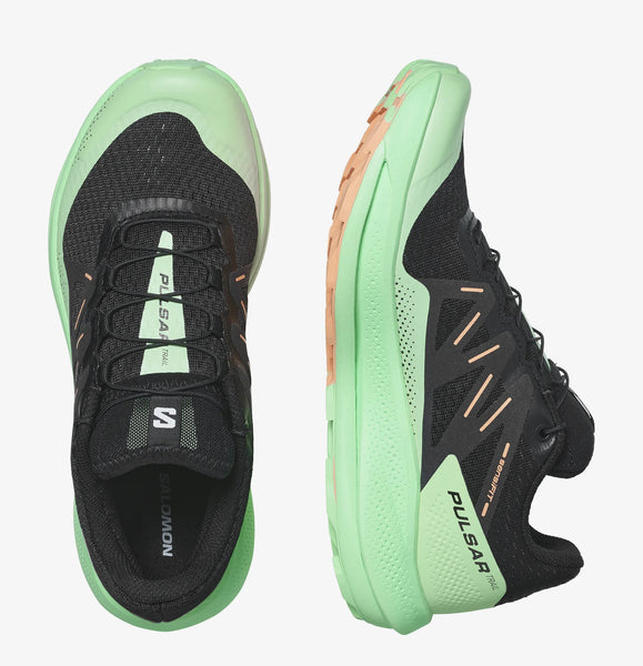 Salomon - Pulsar Trail - Black / Green Ash / Cantaloupe - Women’s trail running shoes