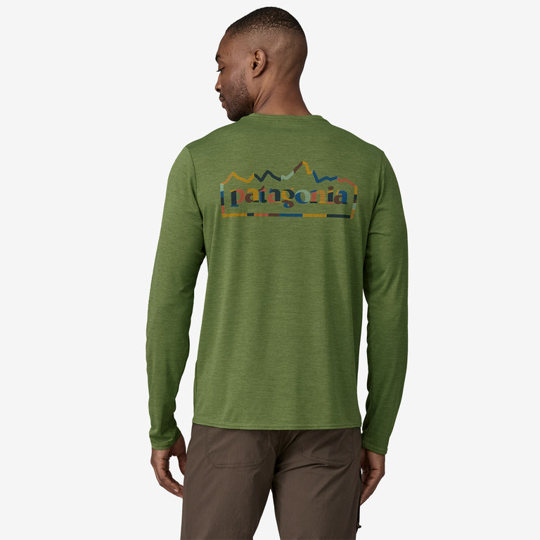Patagonia - Men's Long-Sleeved Capilene® Cool Daily Graphic Shirt - terrain green X-Dye - teeshirt running hommes