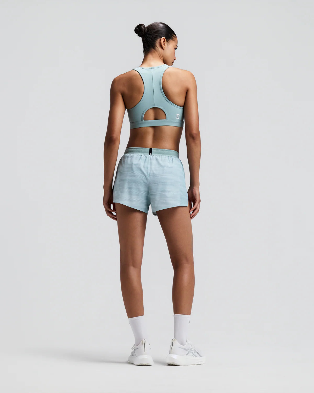 Bandit - Women’s COOLGRID™ 3" Split Short Uneven Gradient - lagoon / mist - Cuissard Running femmes