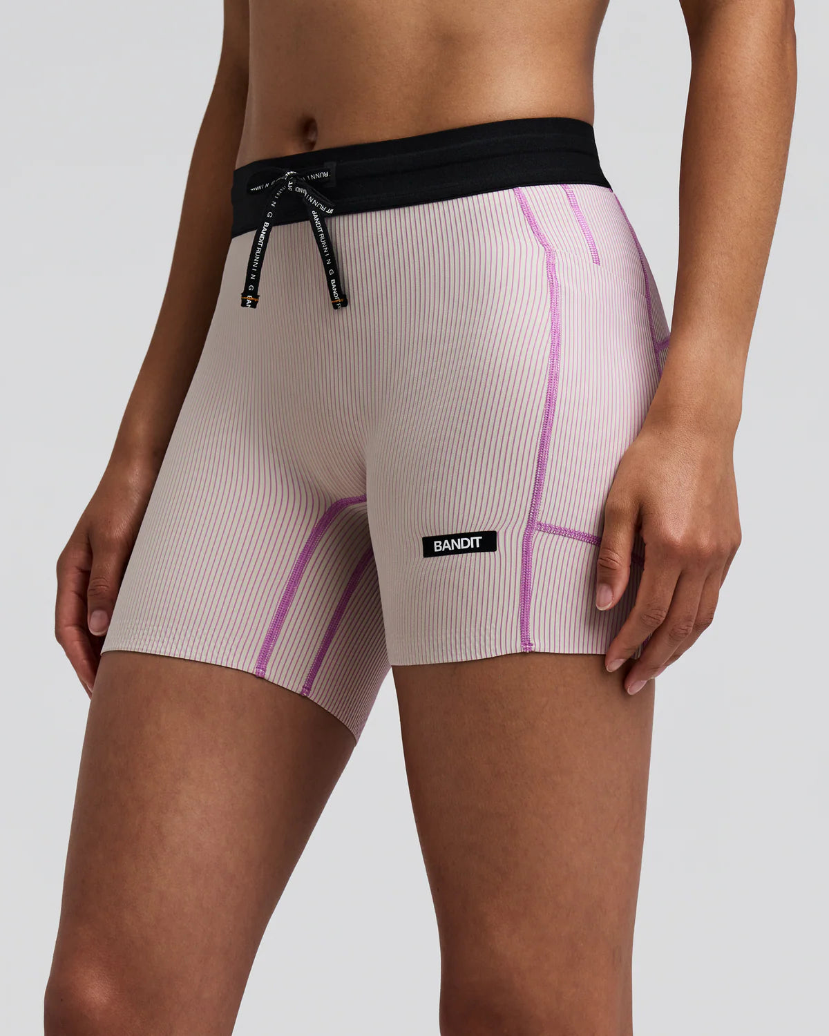 Bandit - Women’s Striped CADENCE™ 5" Compression Short - plaster / orchid - Cuissard Running femmes