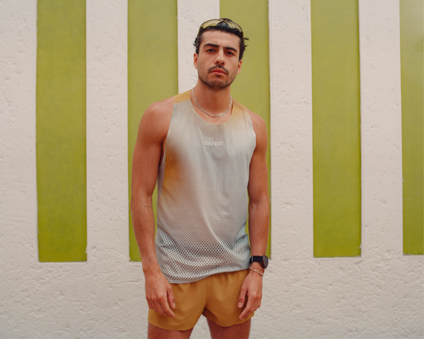 Bandit - Men’s SHREDDER™ Race Singlet with FLOPACK™ - lagoon / multi - Débardeur Running hommes
