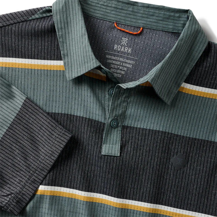 Roark Run Amok - Bless Up Breathable Polo Shirt - forest stripe - polo running hommes