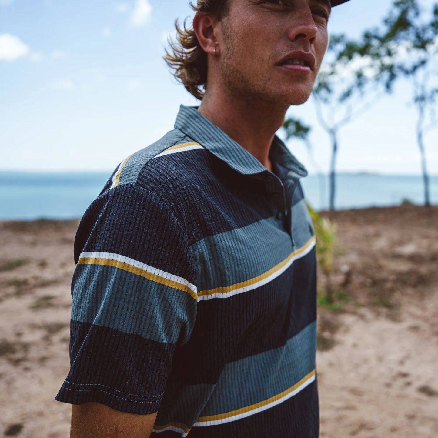 Roark Run Amok - Bless Up Breathable Polo Shirt - forest stripe - polo running hommes