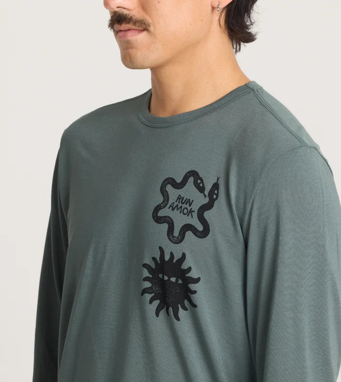 Roark Run Amok - Mathis Core LS Running Tee - forest - teeshirt running hommes
