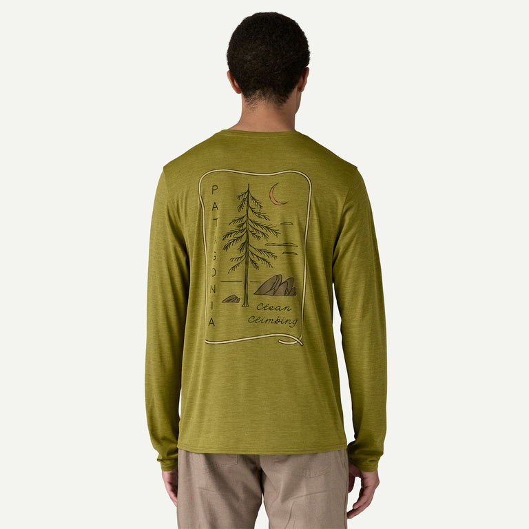 Patagonia - Men's Long-Sleeved Capilene® Cool Daily Graphic Shirt Lands - Graze Green X-Dye - teeshirt running hommes