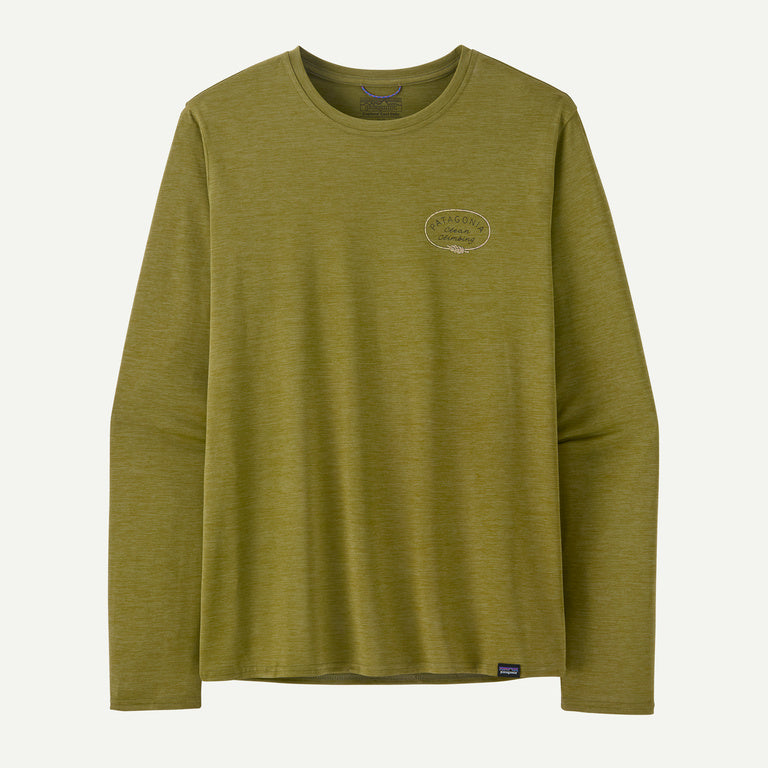 Patagonia - Men's Long-Sleeved Capilene® Cool Daily Graphic Shirt Lands - Graze Green X-Dye - teeshirt running hommes