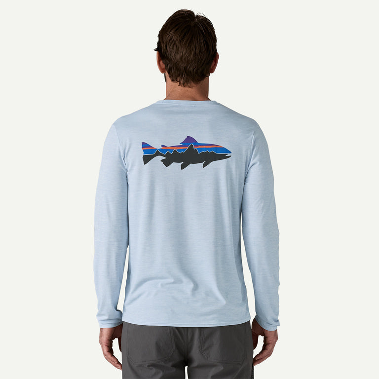Patagonia - Men's Long-Sleeved Capilene® Cool Daily Graphic Shirt Waters - fleck blue - teeshirt running hommes