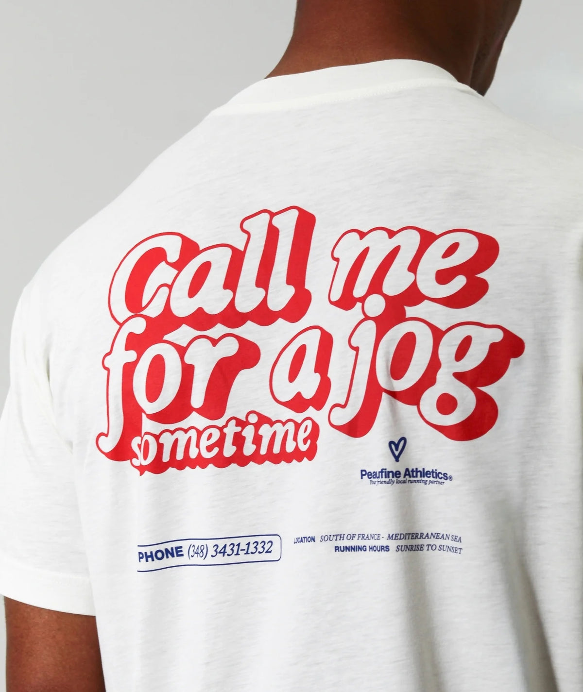 Peaufine Athletics - Wood T-shirt™ Call Me - off white - Teeshirt Running Hommes