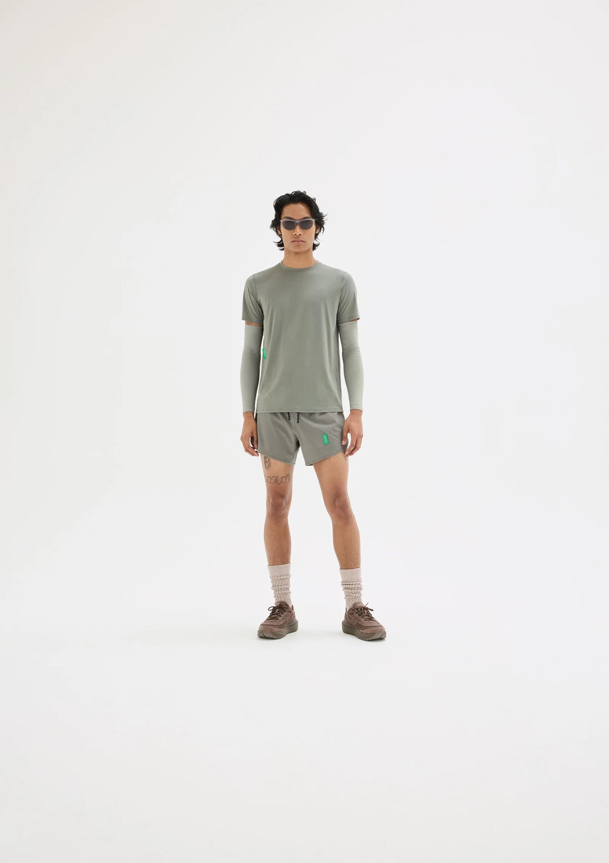 District Vision - Ultralight Short Sleeve Aloe Tee - oyster - Teeshirt Running hommes