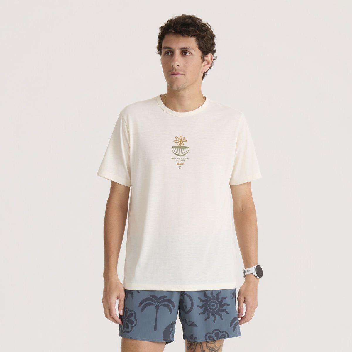 Roark - Mathis Active Graphic Tee - unbleached - teeshirt running hommes
