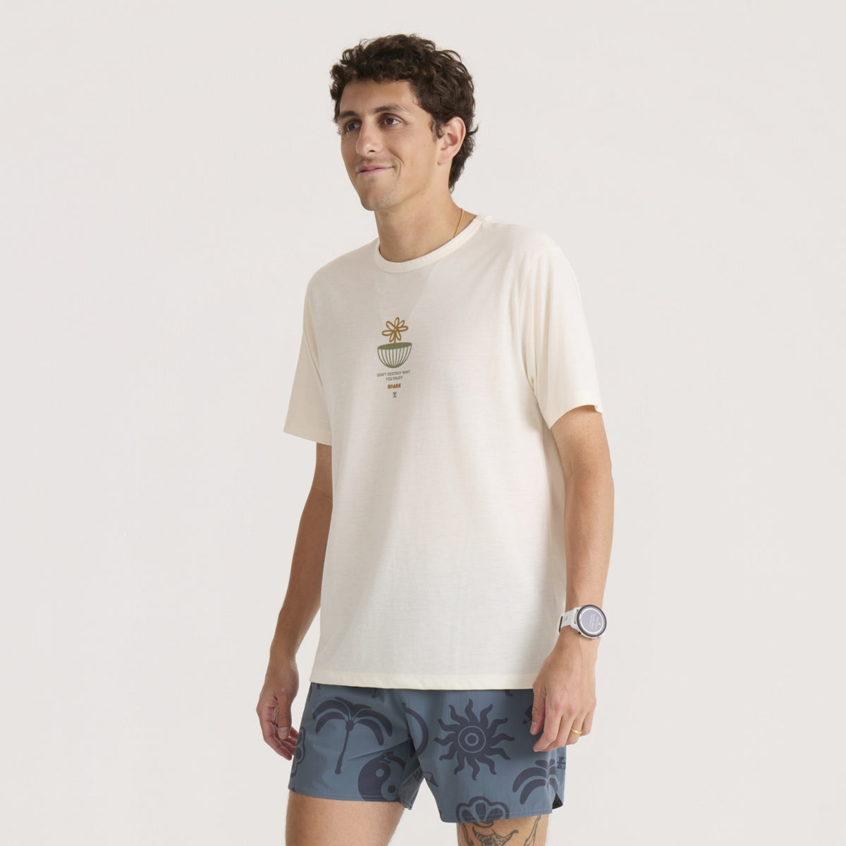 Roark - Mathis Active Graphic Tee - unbleached - teeshirt running hommes