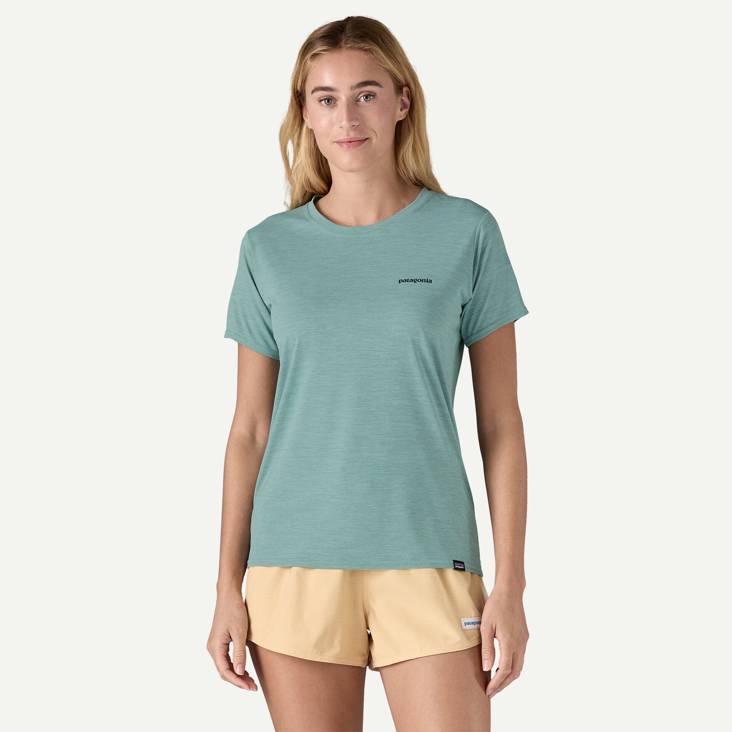Patagonia - Women's Capilene® Cool Daily Graphic Shirt - Waters - Boardshort Logo / Thermal Blue X-Dye - teeshirt running femmes