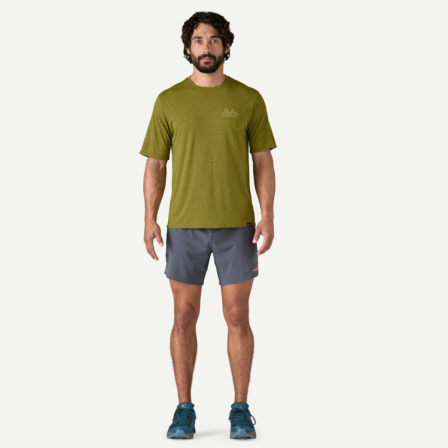 Patagonia - Men's Capilene® Cool Daily Graphic Shirt Lands - Wind Runner / Graze Green X-Dye - teeshirt running hommes