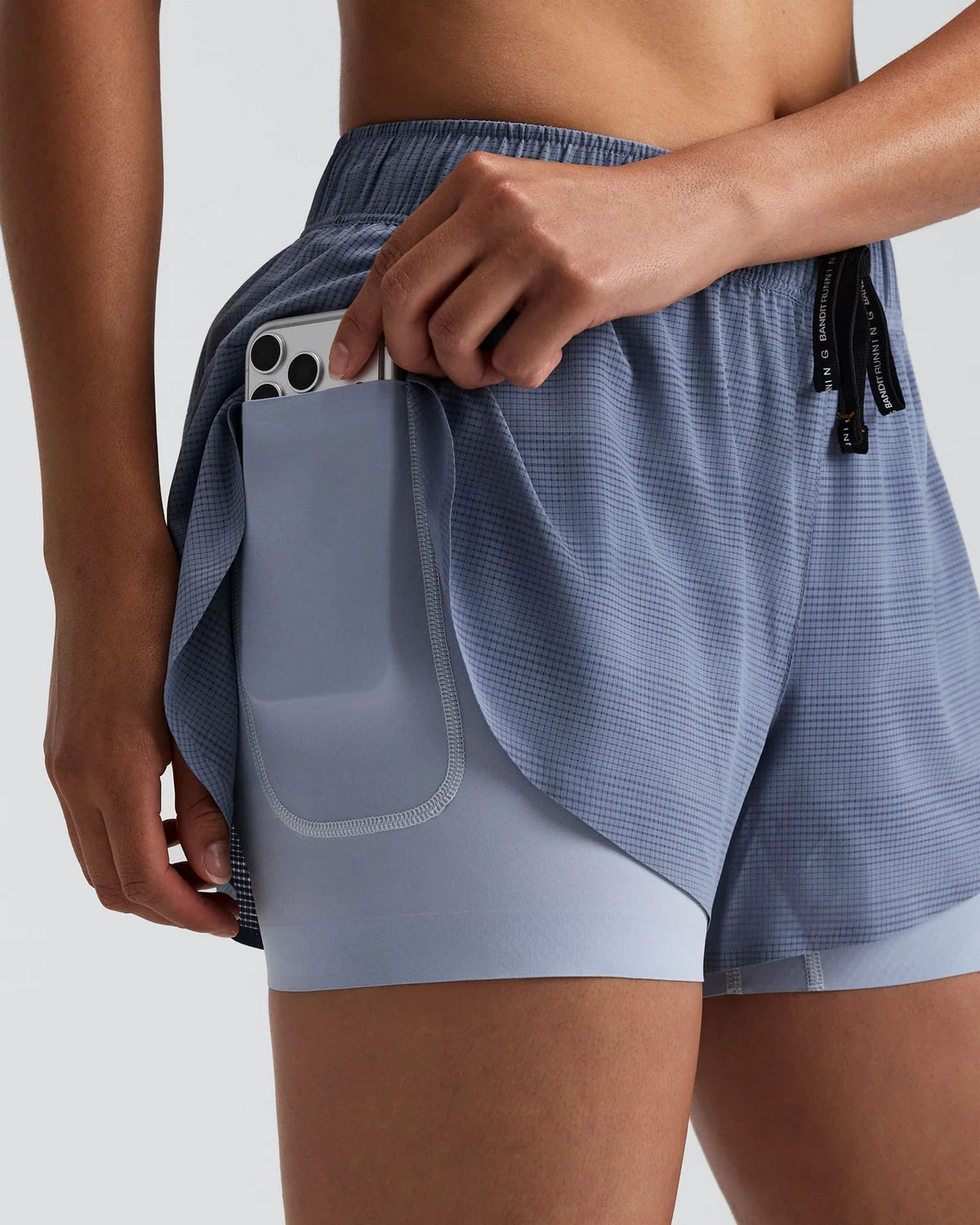 Bandit -  Women's CoolGrid™ 2-in-1 Run Shorts - Steel Horizon - short Running femmes