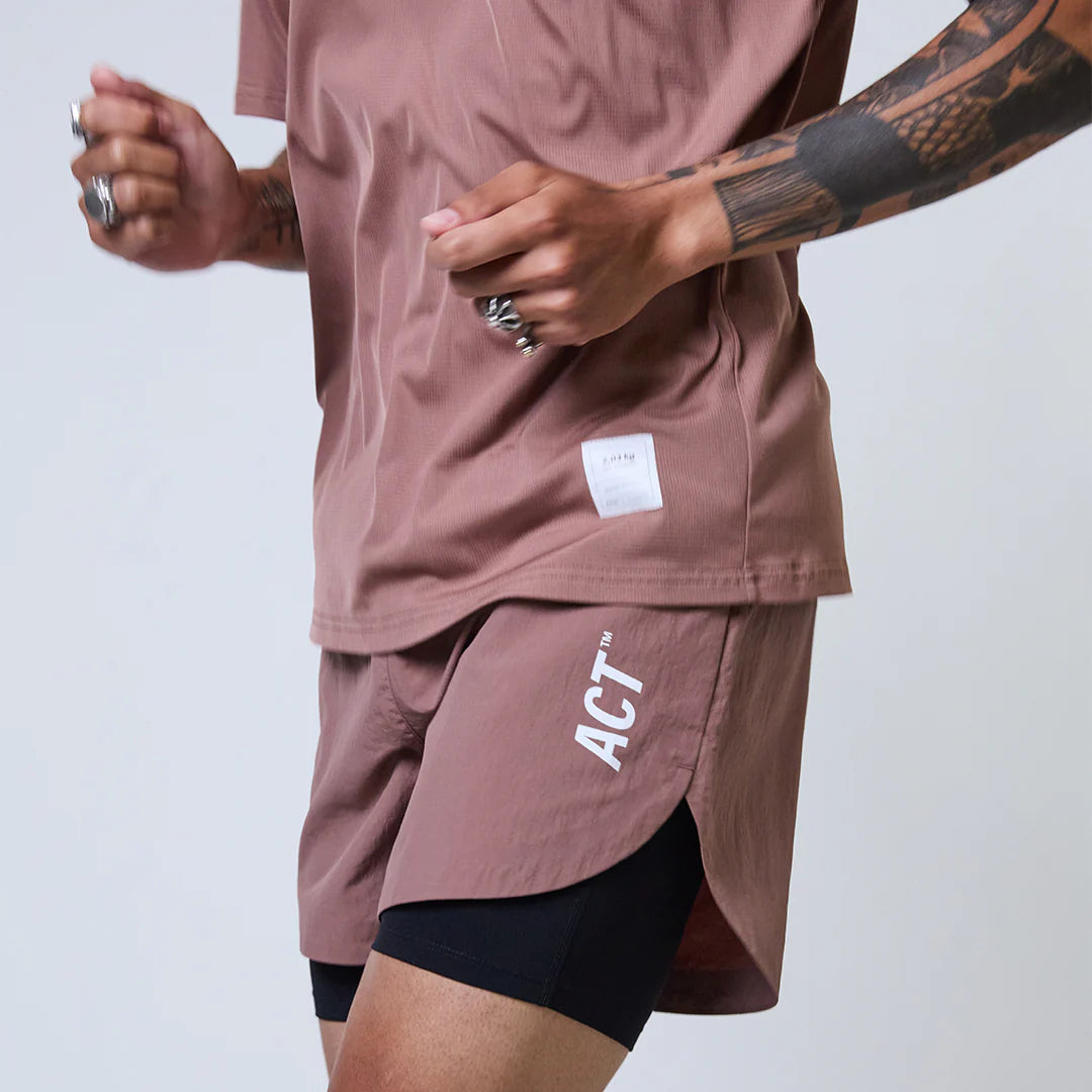 Act Running - BioRip Short 2 en 1 - terracota - Short running hommes