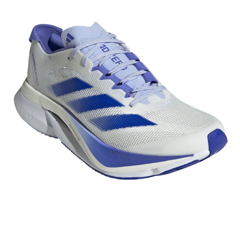 Adidas - Adizero Boston 12 - White / Lucid Blue / Cobalt Blue - Chaussures running femmes