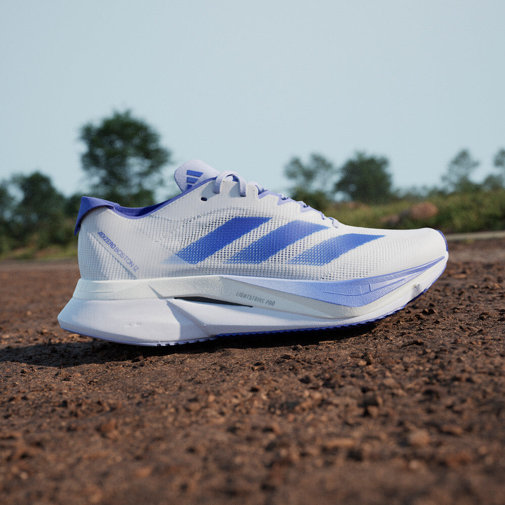 Adidas - Adizero Boston 12 - White / Lucid Blue / Cobalt Blue - Chaussures running femmes