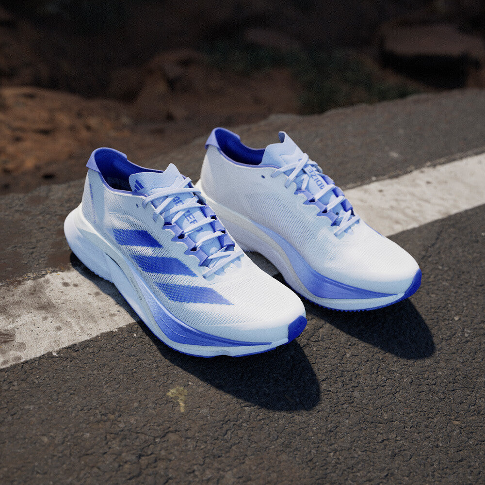 Adidas - Adizero Boston 12 - White / Lucid Blue / Cobalt Blue - Chaussures running femmes