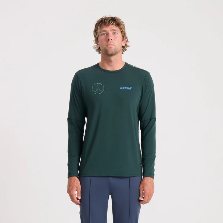 Roark Run Amok - Millcreek Merino Active Long Sleeve Tee - dark forest - teeshirt running hommes