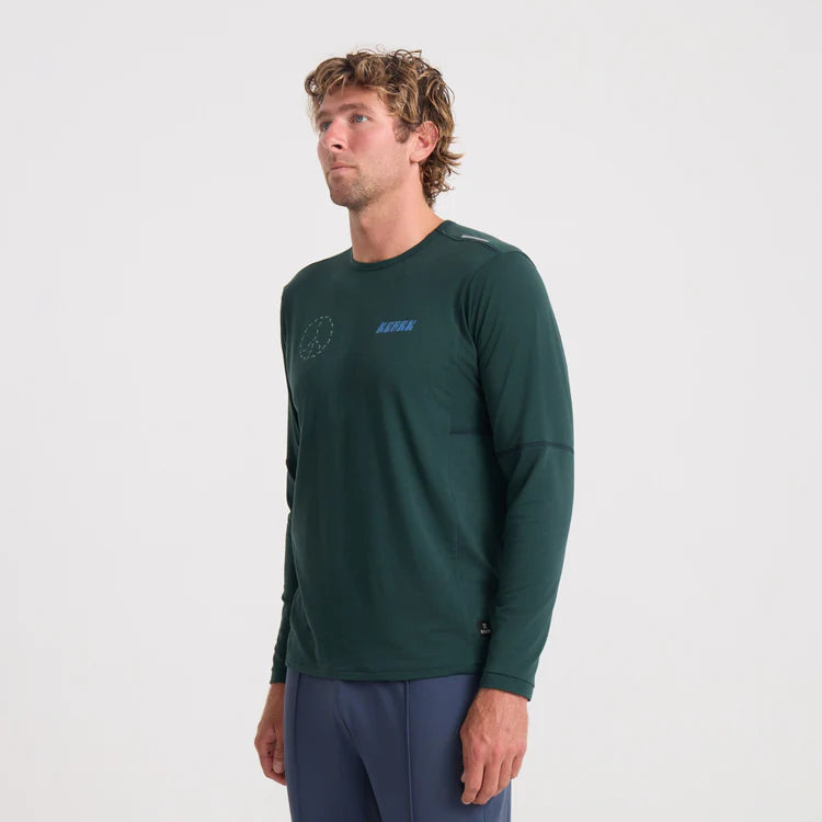 Roark Run Amok - Millcreek Merino Active Long Sleeve Tee - dark forest - teeshirt running hommes