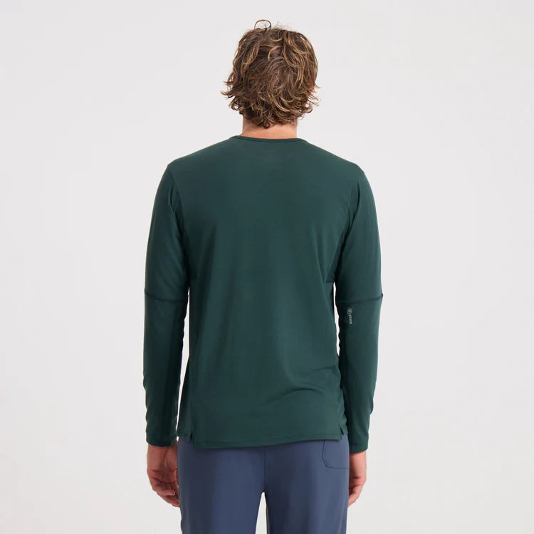 Roark Run Amok - Millcreek Merino Active Long Sleeve Tee - dark forest - teeshirt running hommes