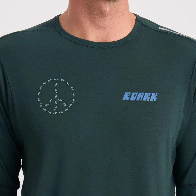 Roark Run Amok - Millcreek Merino Active Long Sleeve Tee - dark forest - teeshirt running hommes