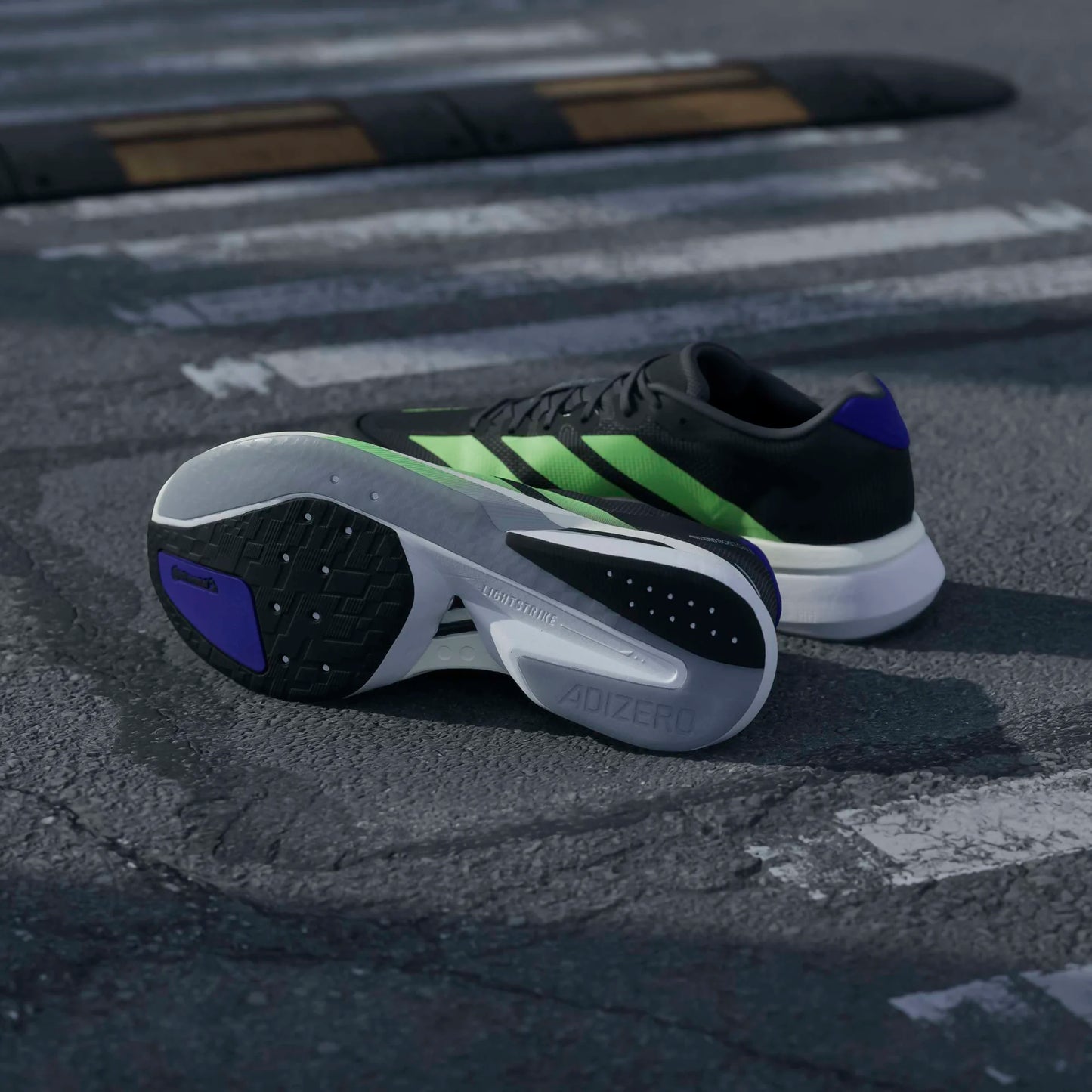 Adidas - Adizero Boston 13 - Core Black / Lime Burst / Energy Ink - Chaussures running hommes