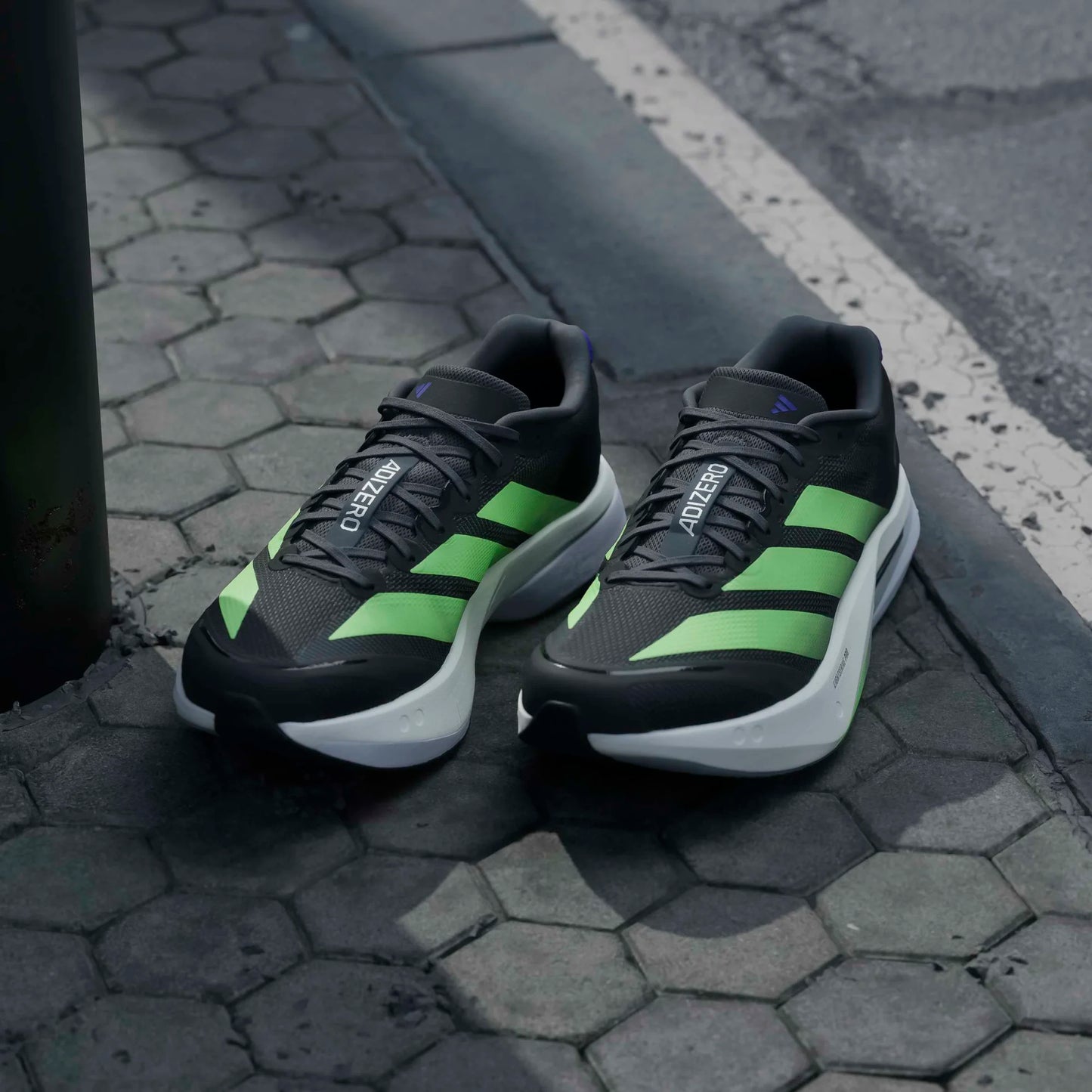 Adidas - Adizero Boston 13 - Core Black / Lime Burst / Energy Ink - Chaussures running hommes