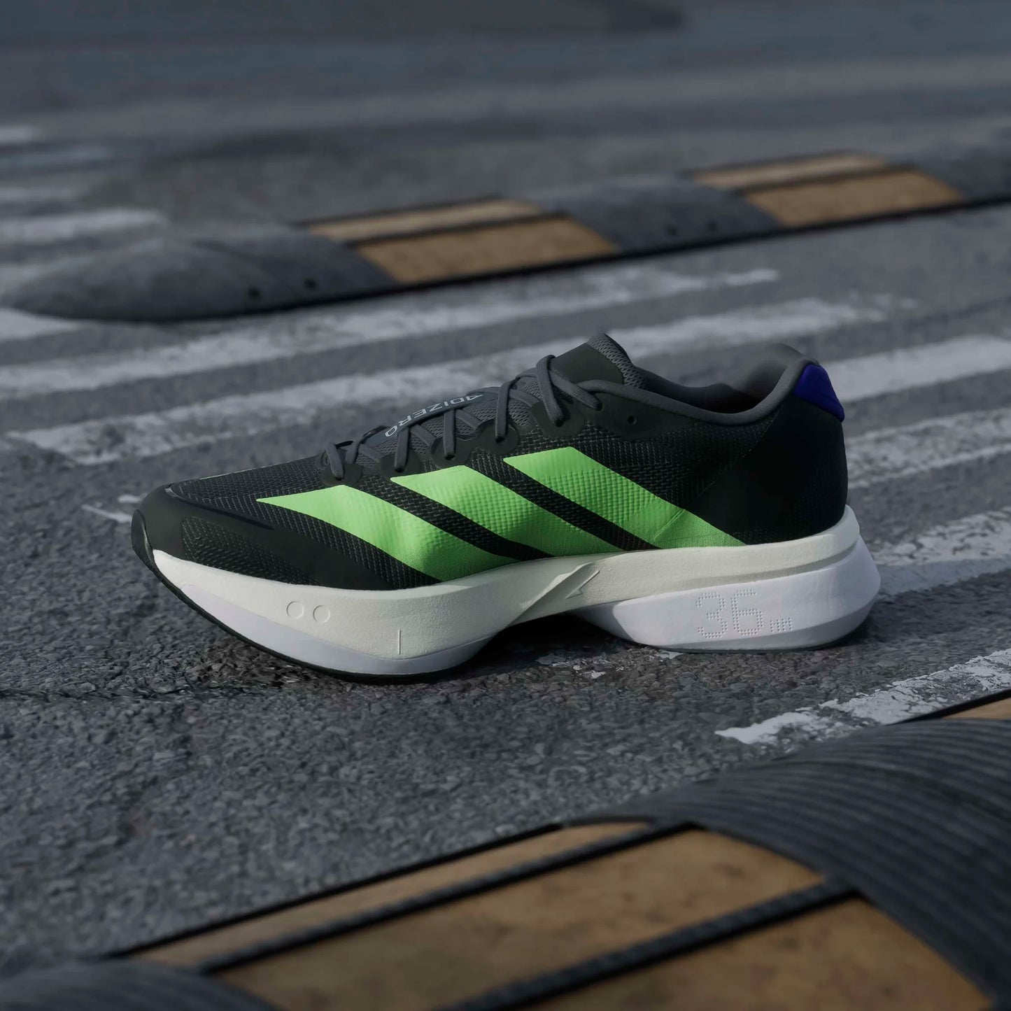 Adidas - Adizero Boston 13 - Core Black / Lime Burst / Energy Ink - Chaussures running hommes