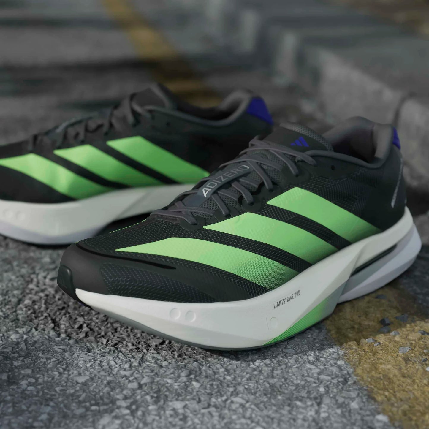 Adidas - Adizero Boston 13 - Core Black / Lime Burst / Energy Ink - Chaussures running hommes