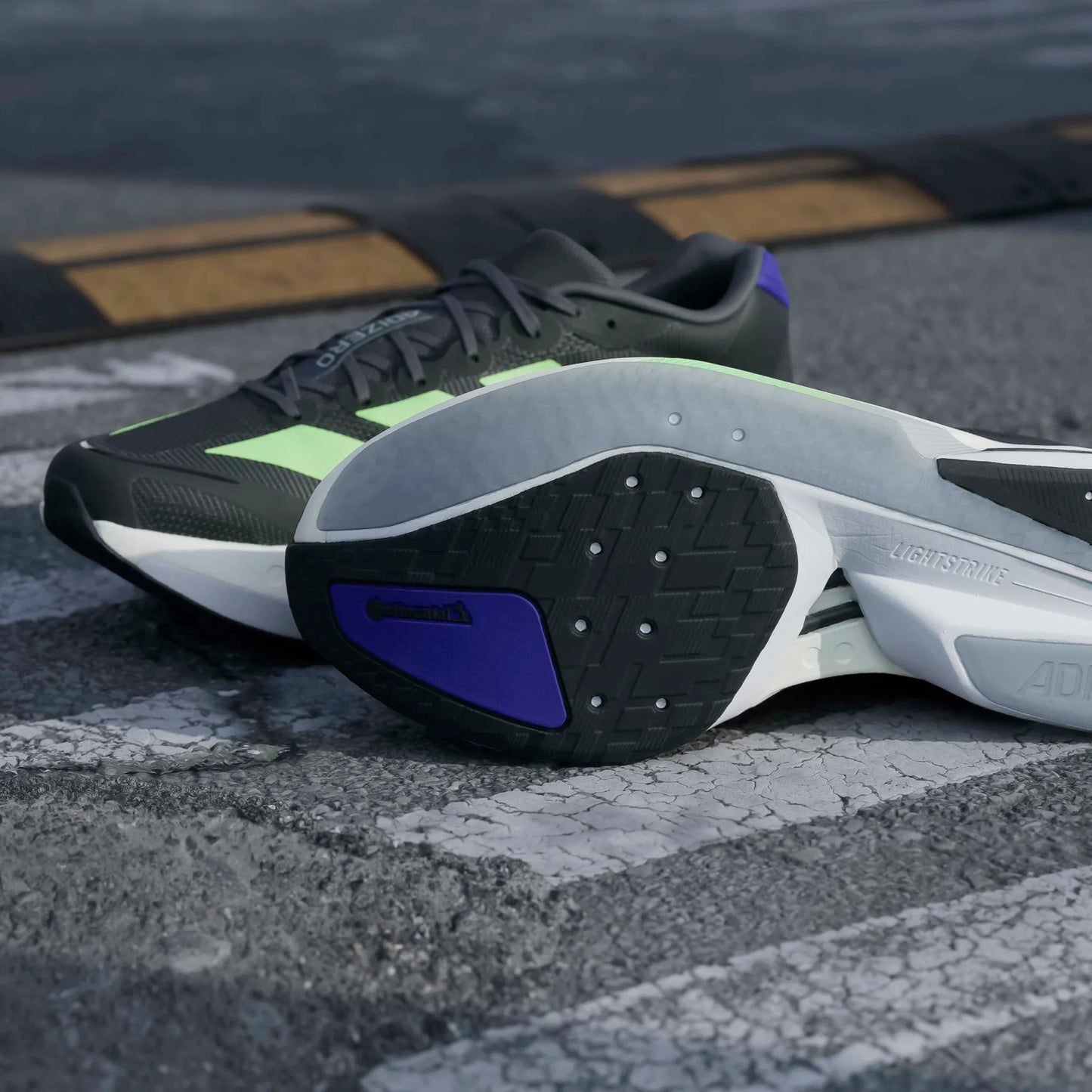 Adidas - Adizero Boston 13 - Core Black / Lime Burst / Energy Ink - Chaussures running hommes